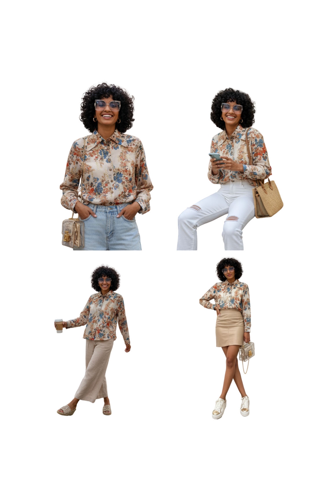 Floral Print Chiffon Top for Women