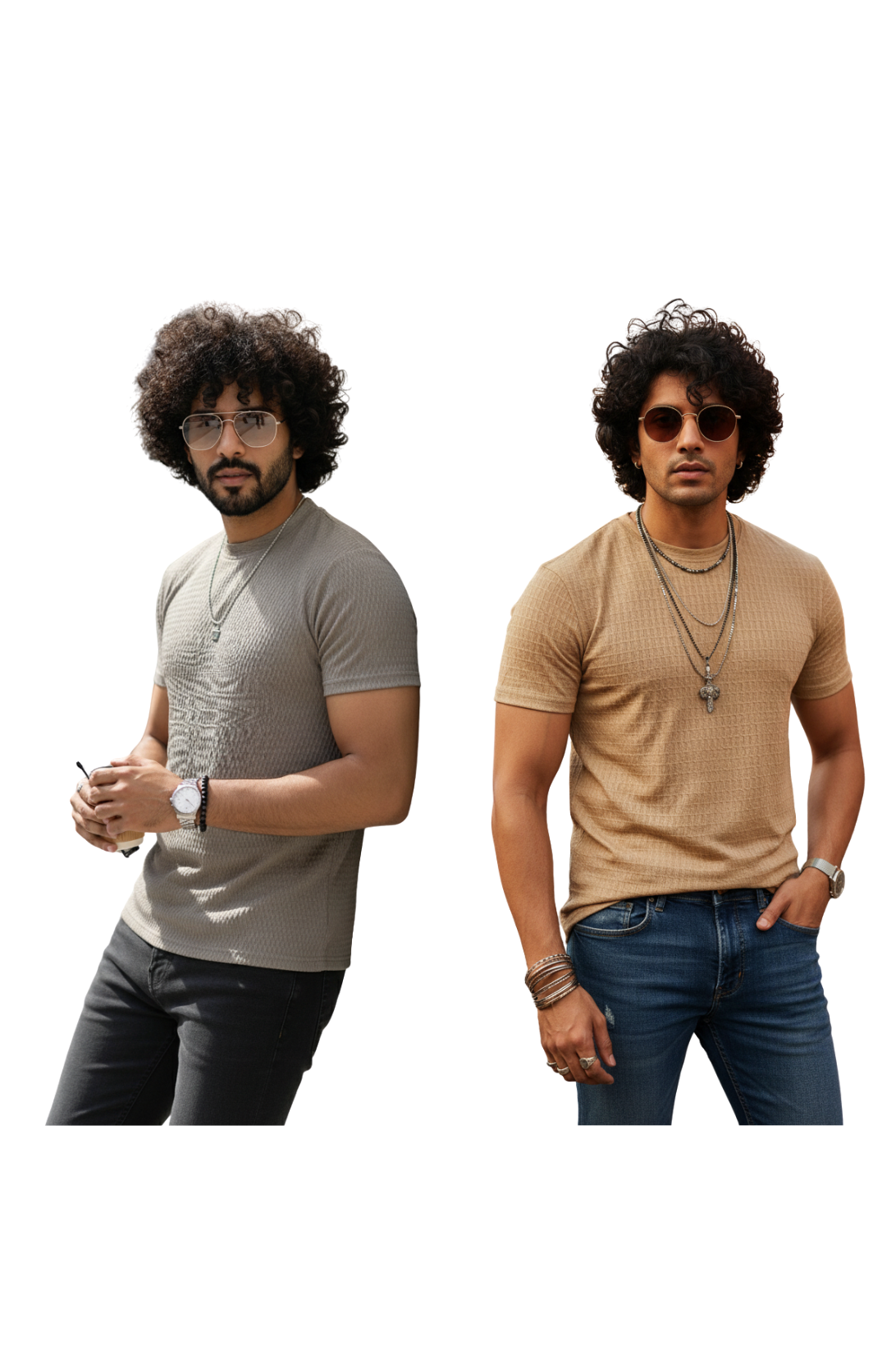 Mens T-Shirt Combo – Textured Crew Neck Pack of 2