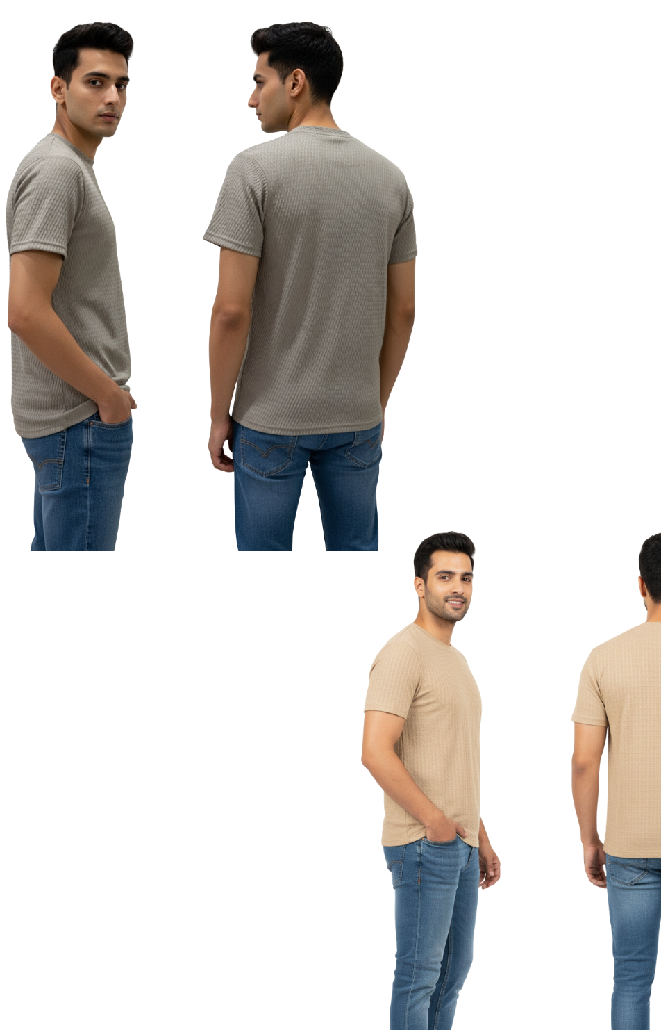 Mens T-Shirt Combo – Textured Crew Neck Pack of 2