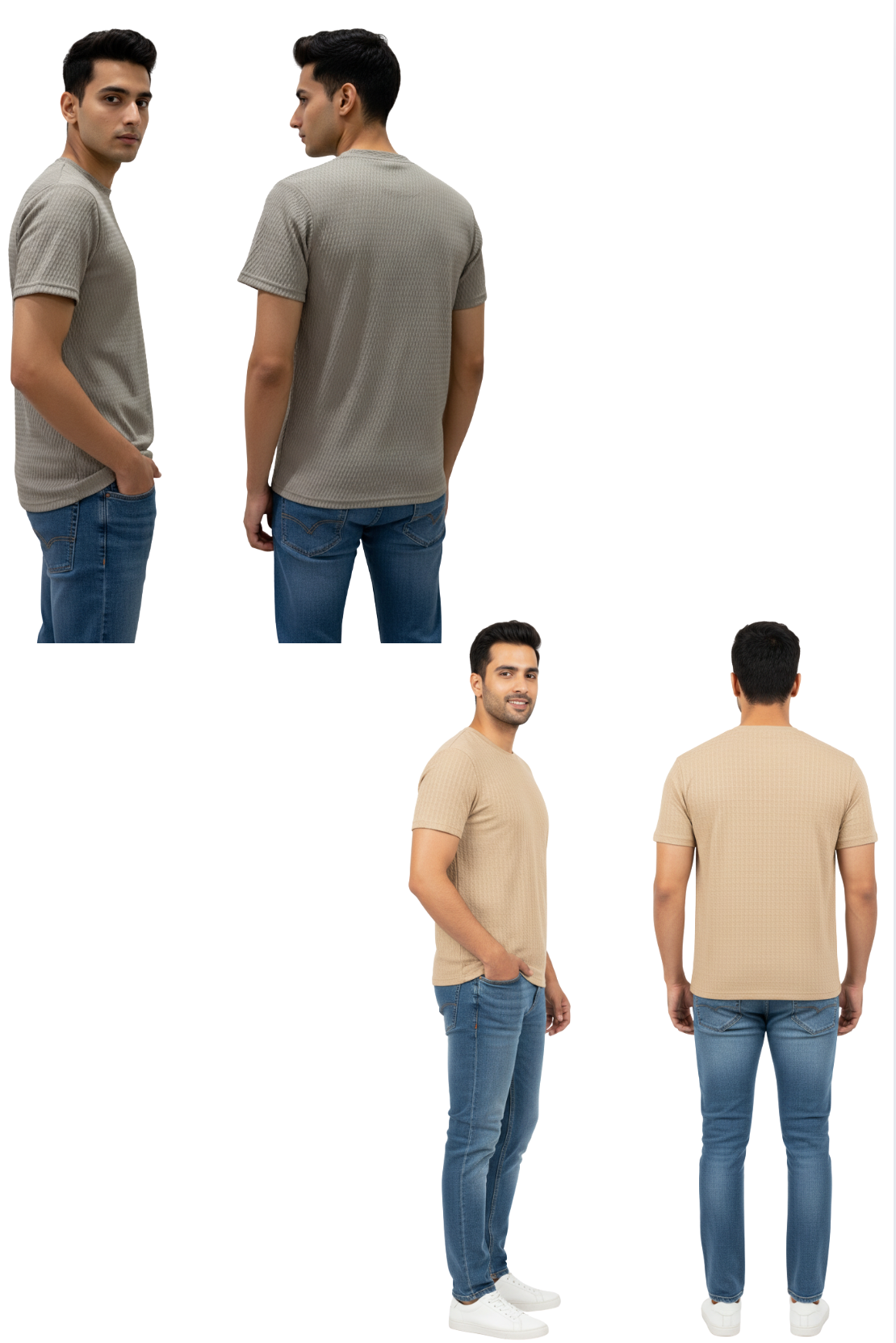 Mens T-Shirt Combo – Textured Crew Neck Pack of 2