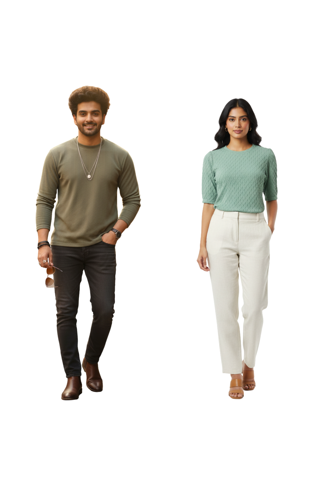 Coordinated Textured Couple Tops Combo – Matching Outfit for Couples