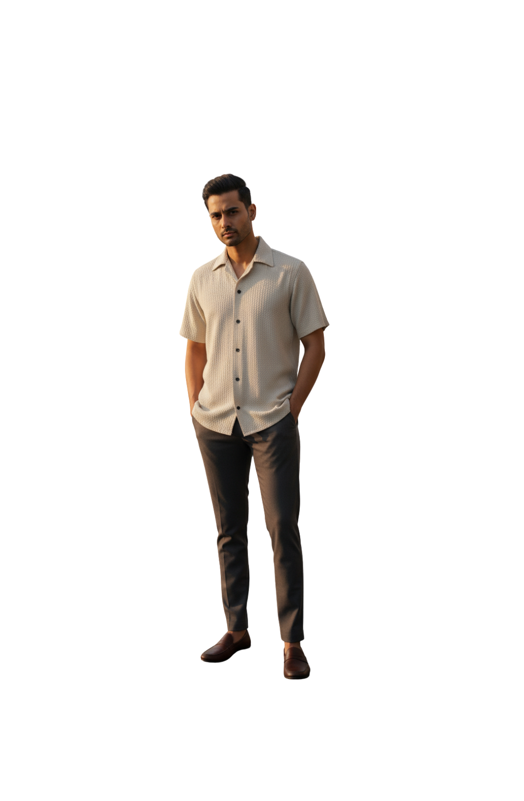 Textured Beige Color Shirt for Men