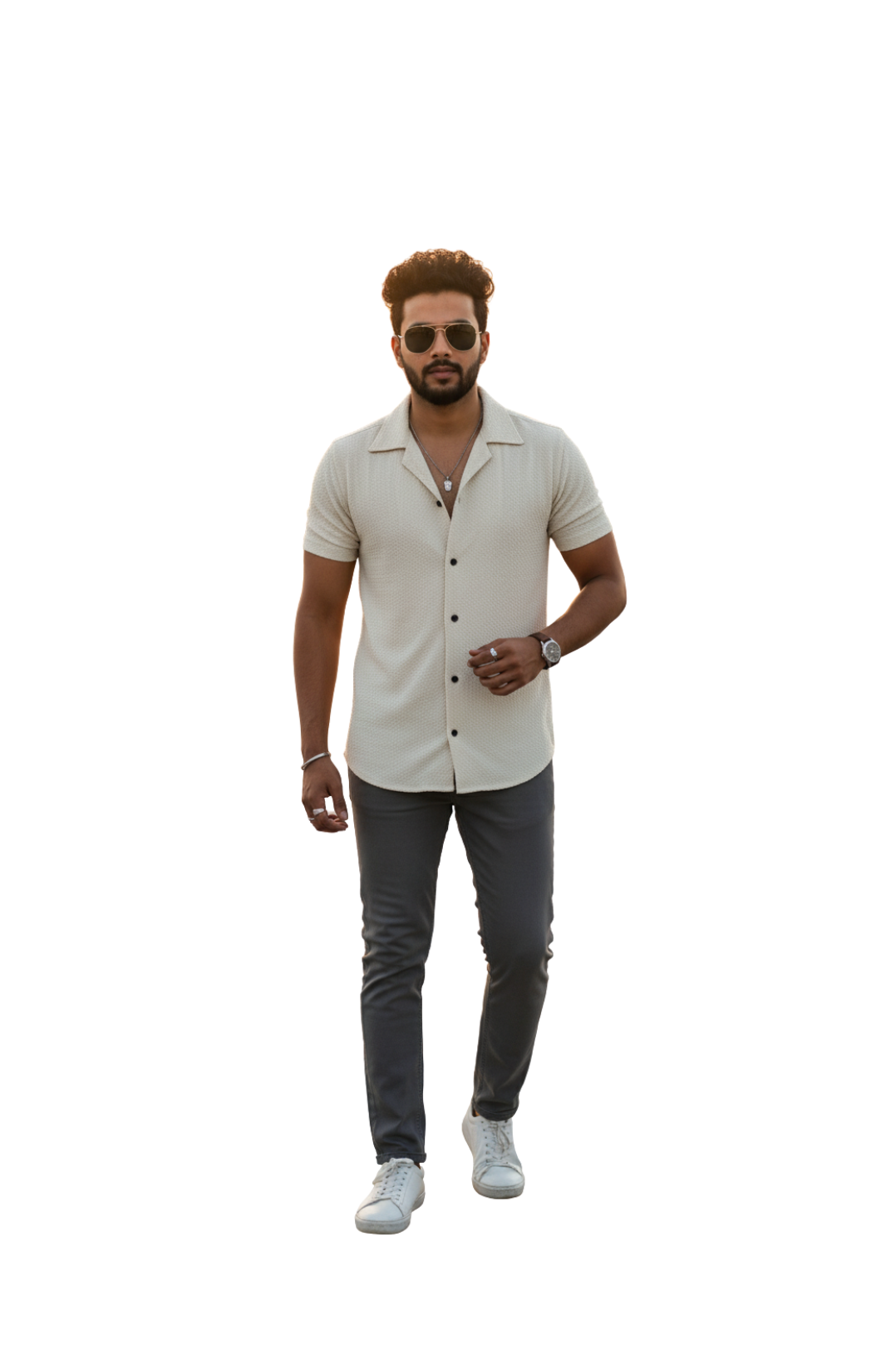 Textured Beige Color Shirt for Men