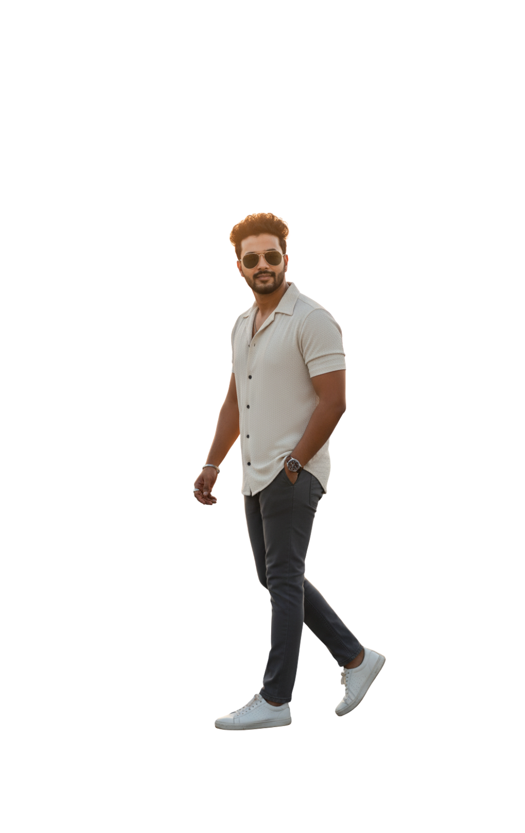 Textured Beige Color Shirt for Men