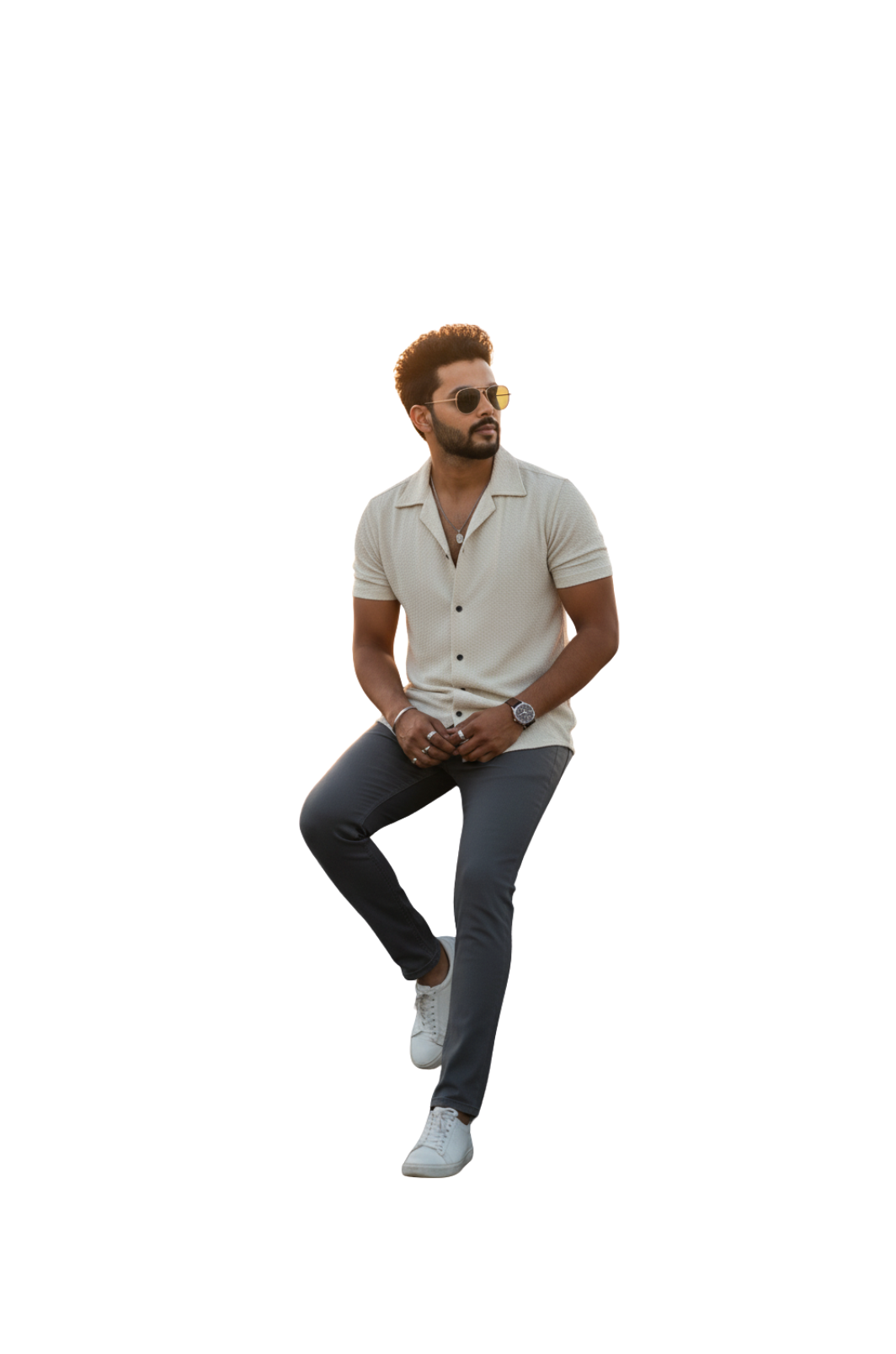 Textured Beige Color Shirt for Men