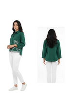 Flower Embroidery Designs Shirt for Women in Green