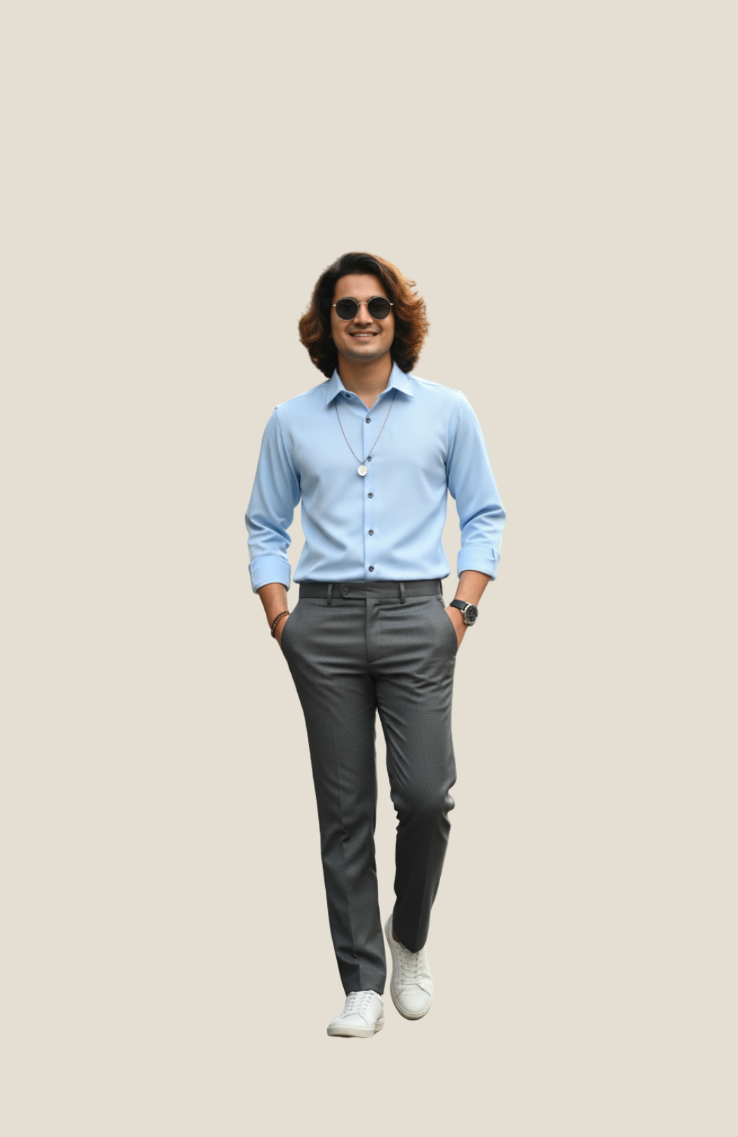 Poplin Shirt for Men in Light Blue
