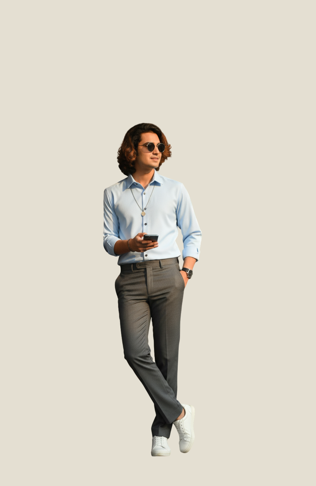 Poplin Shirt for Men in Light Blue