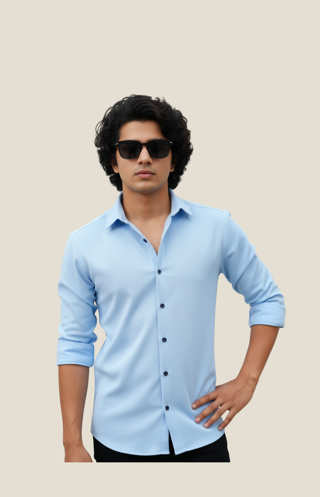 Poplin Shirt for Men in Light Blue