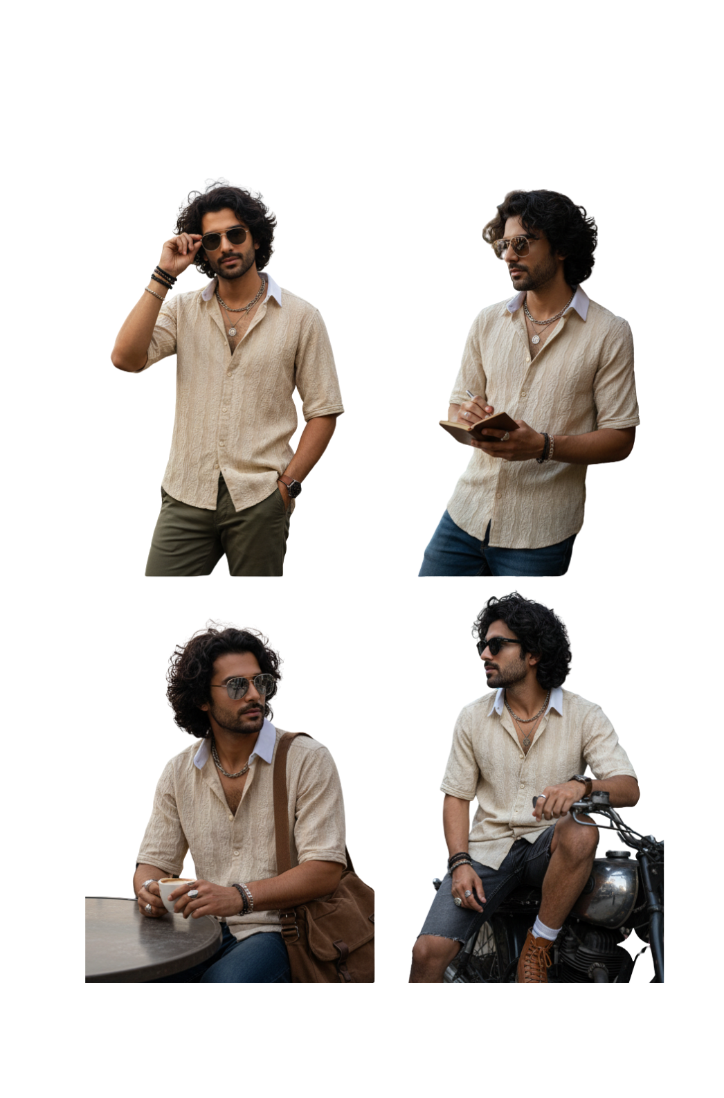 Best Crochet White Shirts for Men – Textured Cream Button-Down