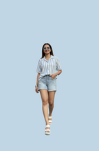 Textured Sleeve Shirt for Women in Sky Blue