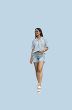 Textured Sleeve Shirt for Women in Sky Blue