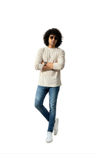 man wearing beige textured full sleeve t-shirt from Hava Fashions