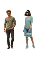 couple wearing coordinated textured tops from Hava Fashions