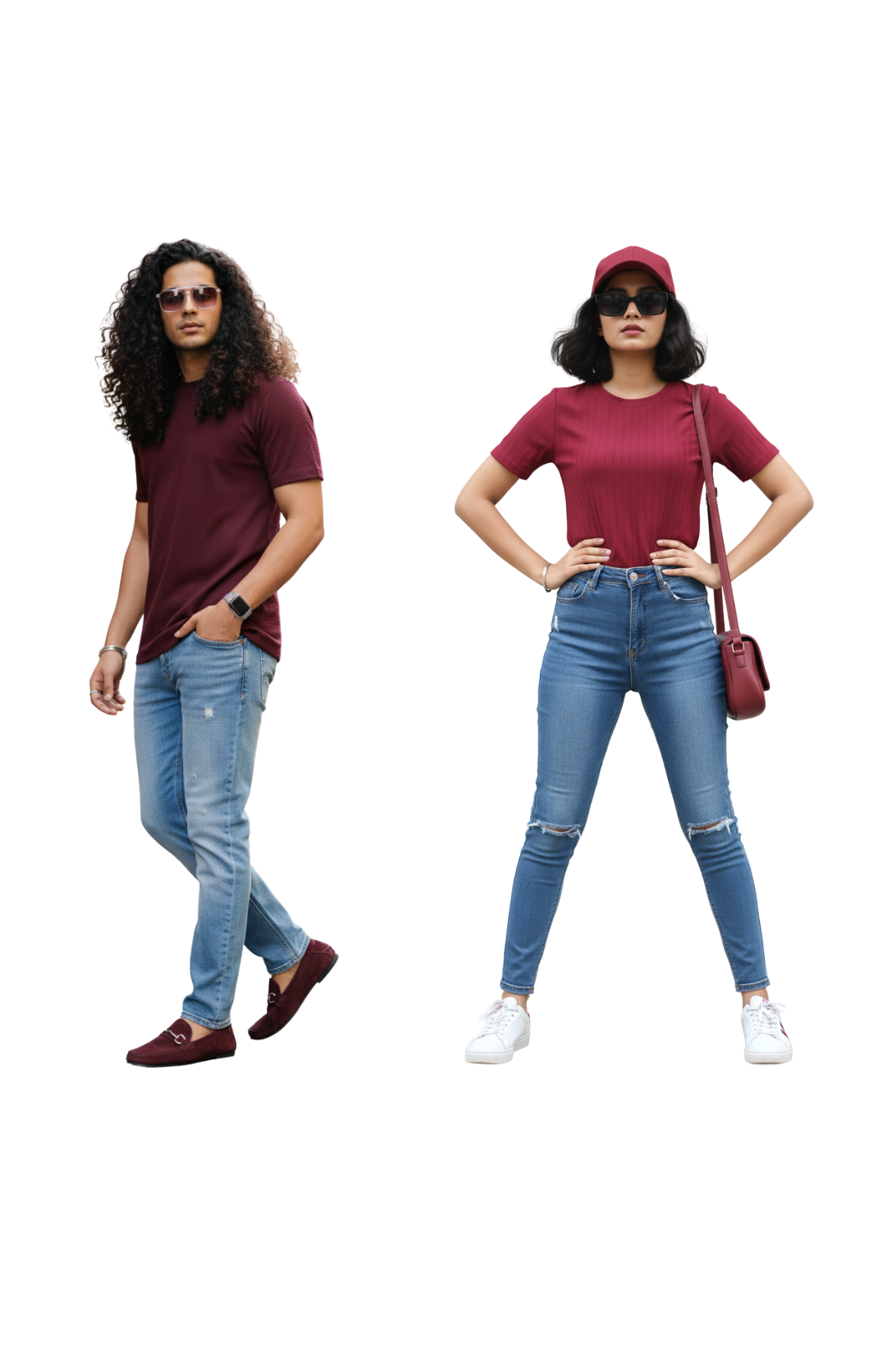 couple wearing matching t-shirt combo from Hava Fashions