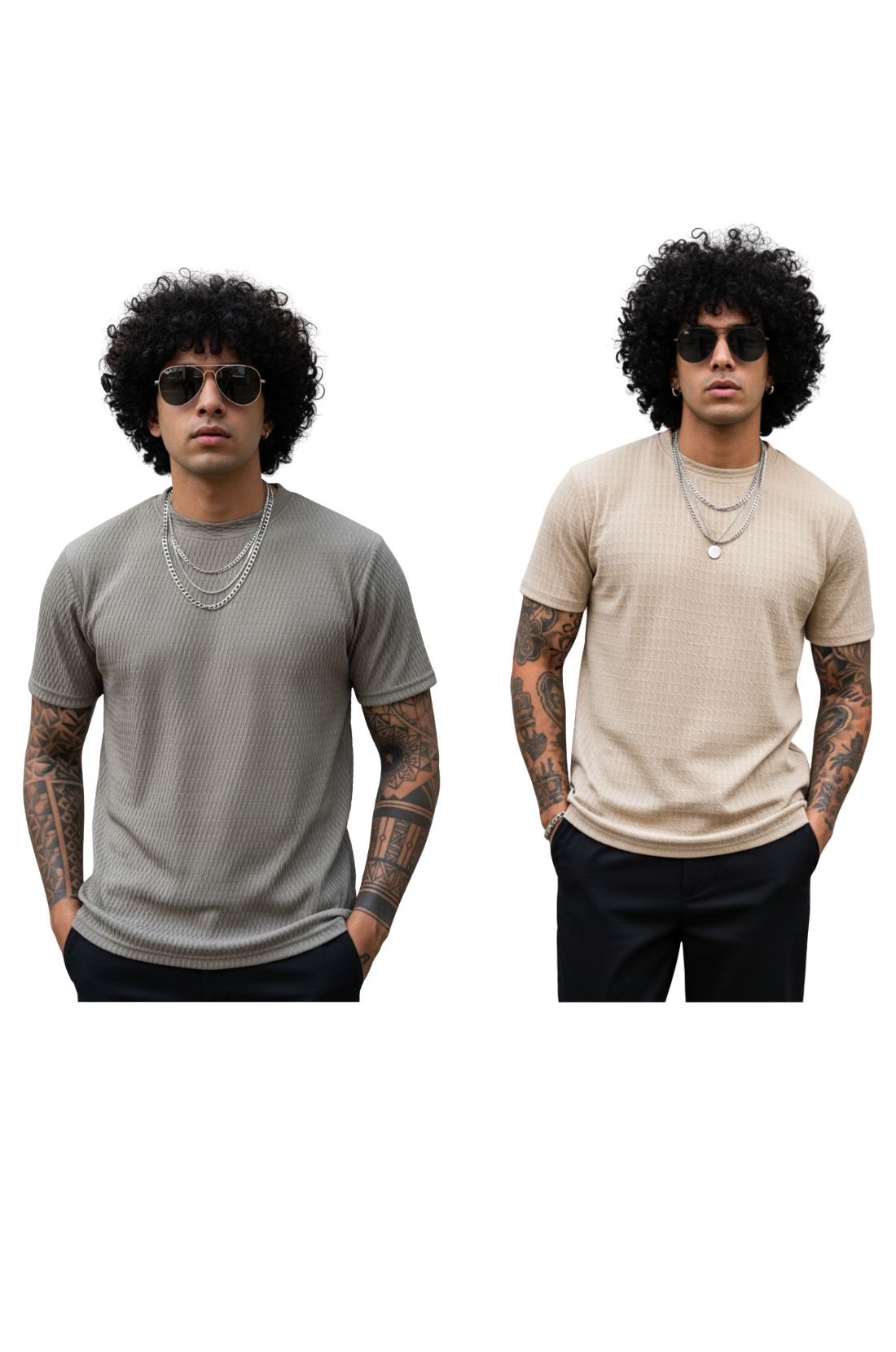set of two textured crew neck t-shirts for men from Hava Fashions