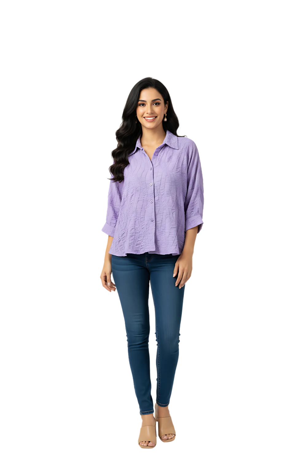 Lavender oversized shirt for women by Hava Fashions