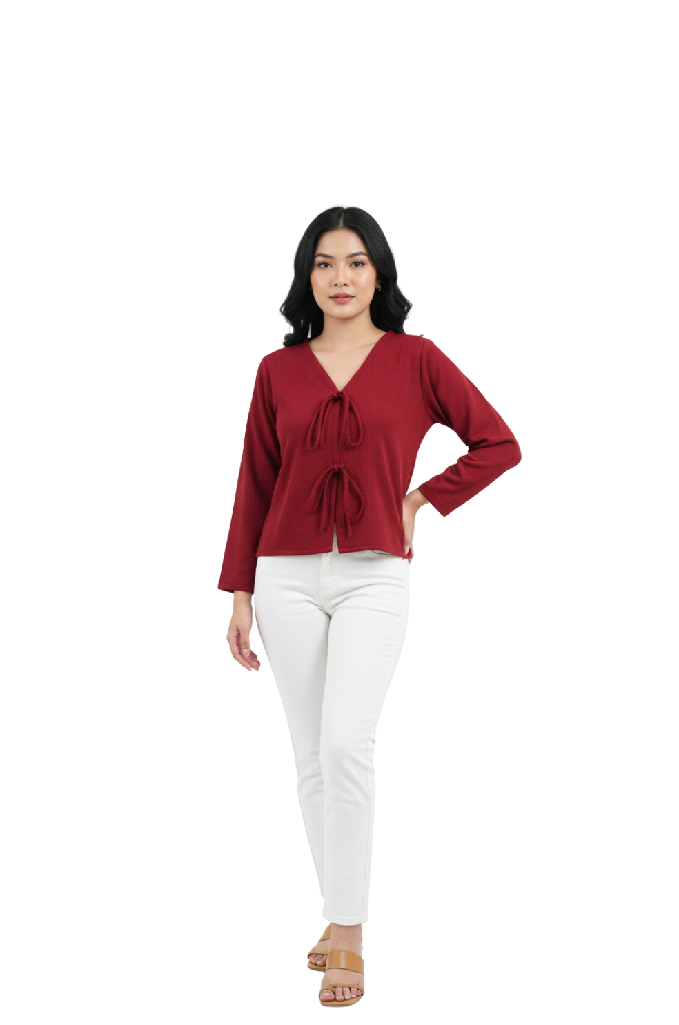 Red tie-up shrug for women by Hava Fashions